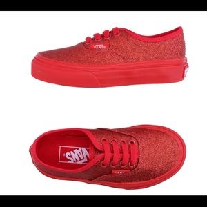 Girls Authentic Red Glitter Vans